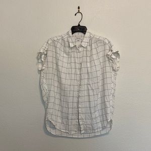 Madewell central tie-sleeve windowpane short sleeve shirt